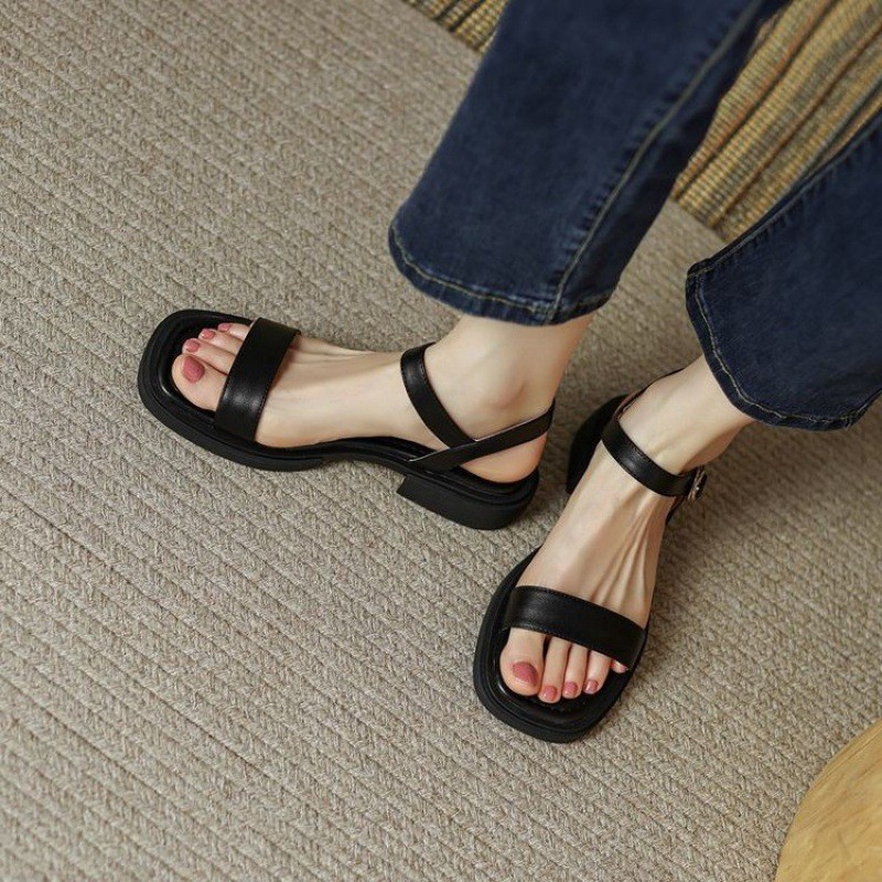 🔥Còn hàng🔥Giày sandal hở mũi mùa hè dành cho nữ  trắng, đen và nâu cỡ 35-42