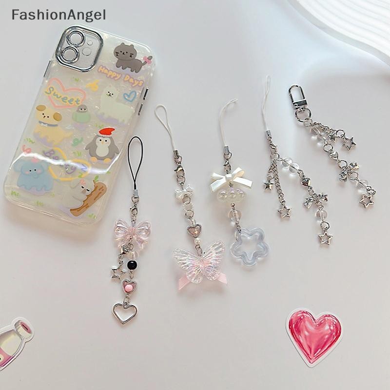 FashionAngel 1 Hạt Dễ Thương Handmade Cô Gái Ngọt Ngào Móc Khóa Cho IP 11 Camera Y2K Tình Yêu Ngôi Sao Năm Cánh Điện Thoại Ch Mặt Dây Chuyền VN