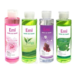 Set 2 Chai Nước tẩy trang Toner Emi tính chất lá tía tô, diếp cá, hoa hồng 160ml