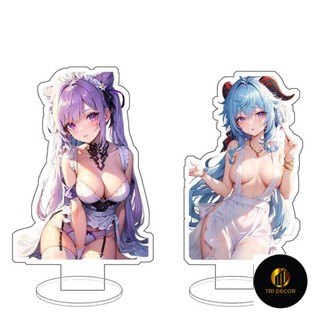 Móc Khoá, Mô Hình Standee Game Genshin Impact Keqing Ganyu Lisa Eula Trang Trí Bàn Học, Làm Việc