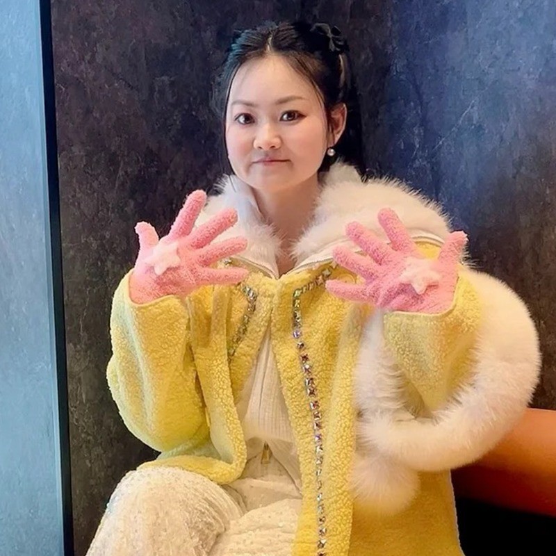 Găng tay sang trọng Star Five Finger - Dễ thương, Thời trang, Chống lạnh, Dày - Dành cho xe đạp, cắm trại, đi bộ đường dài - Găng tay màn hình cảm ứng dành cho nữ - Đồ dùng ấm áp mùa thu đông