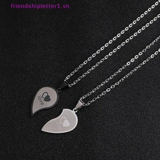{Fh Fashion} Cặp đôi Trang sức Vòng cổ trái tim Vòng cổ cặp đôi Vòng cổ mặt dây chuyền tình yêu khắc bằng thép không gỉ Vòng cổ Ngày của Valene.