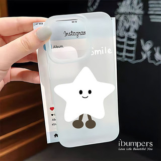 ibumpers Ốp Điện Thoại iPhone Sáng Tạo Dễ Thương Họa Tiết Ngôi Sao Cười Ốp Lưng Trong Suốt Nhám Mờ Chống Bẩn Chống Sốc Cho IPhone 16 15 14 12 13 11 Pro Max IP 7 8 Plus X XS XR