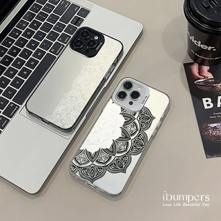 ibumpers Ốp Điện Thoại iPhone Họa Tiết Mandala Bohemian Tinh Tế Cho IPhone 16 15 14 12 13 11 Pro Max Ốp Lưng IMD Cứng Và Nhẵn