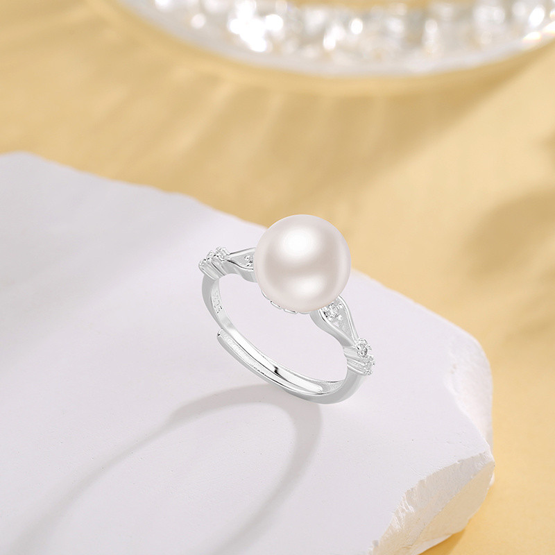 Nhẫn nữ ngọc trai nước ngọt dát bạc Sterling 925 thiết kế sang trọng nhẹ thời trang mới