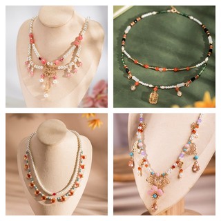 1 chiếc vòng cổ hai lớp nhỏ giọt nước tráng men đỏ, phụ kiện trang phục cổ xưa