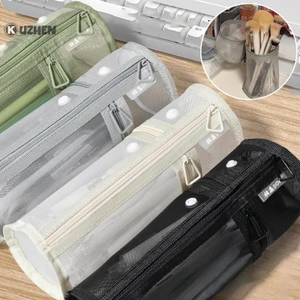 Kuzhen Lưới Kép Cọ Trang Điểm Túi Bảo Quản Bàn Chải Di Động Hộp Đựng Bàn Chải Dung Tích Lớn Đơn Giản Giá Đỡ Xô Du Lịch Túi Đứng HOT