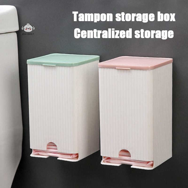 Maybest 1 Chiếc Treo Tường Băng Vệ Sinh Hộp Bảo Quản Khăn Giấy Và Cotton Hộp Bảo Quản Hộp Lật Đa Năng {VN}