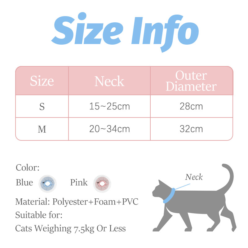 Hamshmoc Nhẹ Mèo Nón Cổ Có Thể Điều Chỉnh Chống Cắn Thú Cưng Elizabethan Cổ Chống Liếm Phục Hồi Cổ Cho Thú Cưng Nhỏ Bảo Vệ Vết Thương