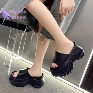 [Mystic] Giày nữ đế dày mới mùa hè 2025 Dép đi trong nhà nâng cao chống trượt [Mới]