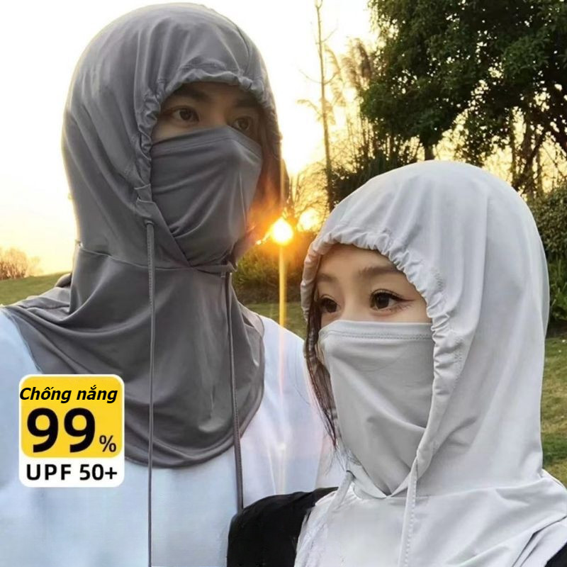 Mũ Trùm Đầu Kèm Khẩu Trang Nam Nữ,Mũ Trùm Đầu Hoodie Chống Nắng UPF50+,Thoáng Mát, Thấm Hút Tốt