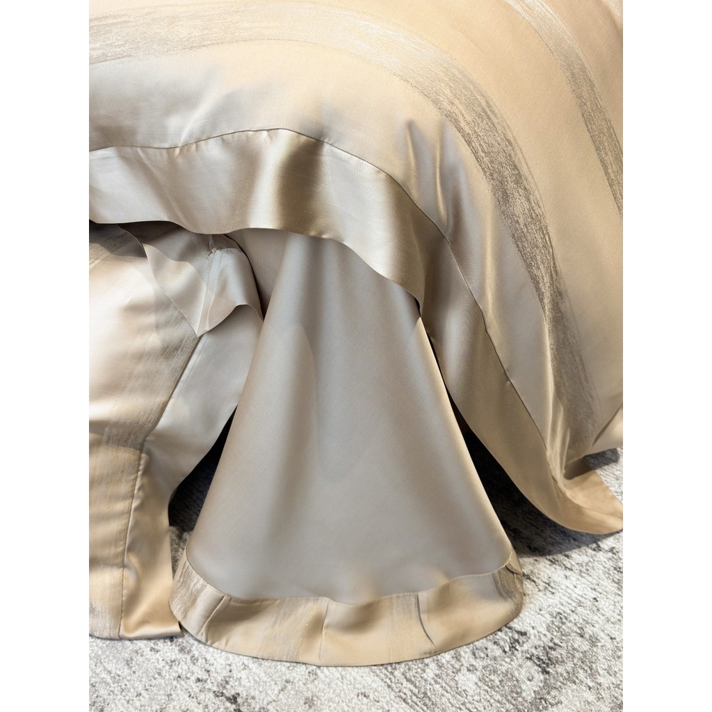 (L41456)Bộ Chăn Ga Gối Vải Tencel 120s Mềm Mại Óng Ả Thiết Kế Họa Tiết Vân Chìm Đơn Giản Tinh Tế - MemMinbedding Luxury