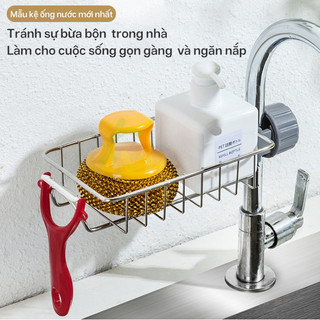 Giá Inox Mint Decor  Gắn Vòi Rửa Chén Không Khoan, Treo Đồ Gọn Nhẹ