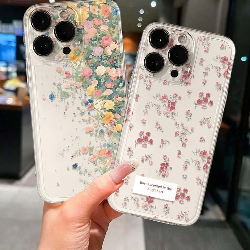 Vỏ hoa văn cây hoa hợp thời trang cho Xiaomi Redmi Note 14 13 12 4G 13 14 Pro Plus 5G Vỏ hoa mềm trong suốt Bảo vệ Camera trong suốt Silicon chống sốc trong suốt