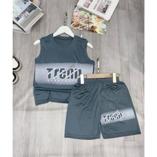 Set bộ quần áo mùa hè cho bé trai 15-45kg chữ TREND.Bộ ba lỗ bé trai.Set đồ sát nách bé trai. HE46