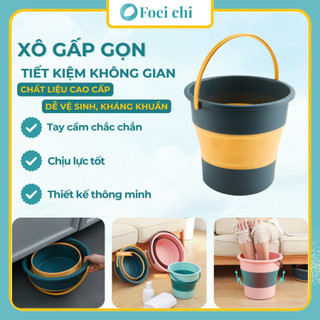 Xô gấp gọn đa năng BUNA có quai xách, Thau Xô Nước Gấp Gọn Rửa Xe,Đi Tour Picnic, Xô Câu Cá.