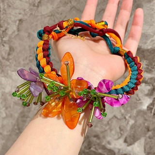 Vòng cổ hoa acrylic dệt tay phong cách dân tộc Bohemian