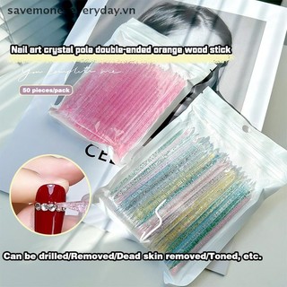 [savemoneyeveryday] 50 CÁI Thanh pha lê Nail Stick Chất tẩy biểu bì cao cấp Dụng cụ đẩy Nail Art Làm móng tay Dụng cụ loại bỏ keo mũi khoan [vn]