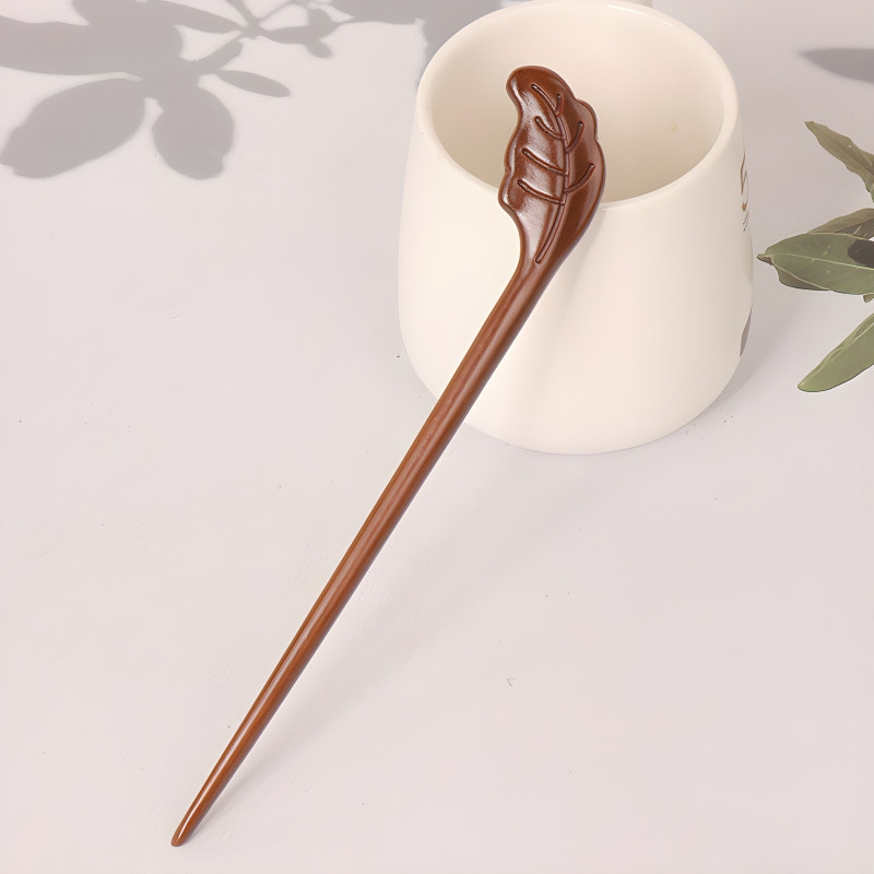 Kẹp tóc gỗ đàn hương cao cấp hai mặt khắc cổ điển, phong cách Hanfu, vàng lụa