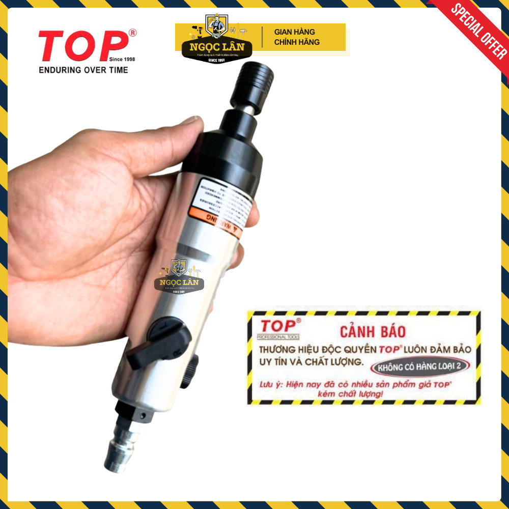 [Chính hãng TOP] Máy Mở Vít Bằng Hơi TOP Dạng Thẳng dùng mũi vít 6mm (mã PAA-30001Q)