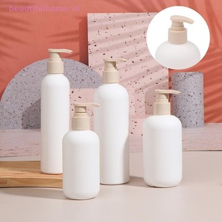 [Beautifulhome] Chai dầu gội bơm nhựa rỗng màu trắng 200-500ml Chai mỹ phẩm chất lượng cao Bơm Acrylic có thể đổ lại [làm đẹp]