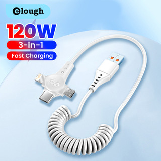 Cáp lò xo USB Elough 3in1 cho điện thoại di động Dây cáp sạc Micro USB Type C