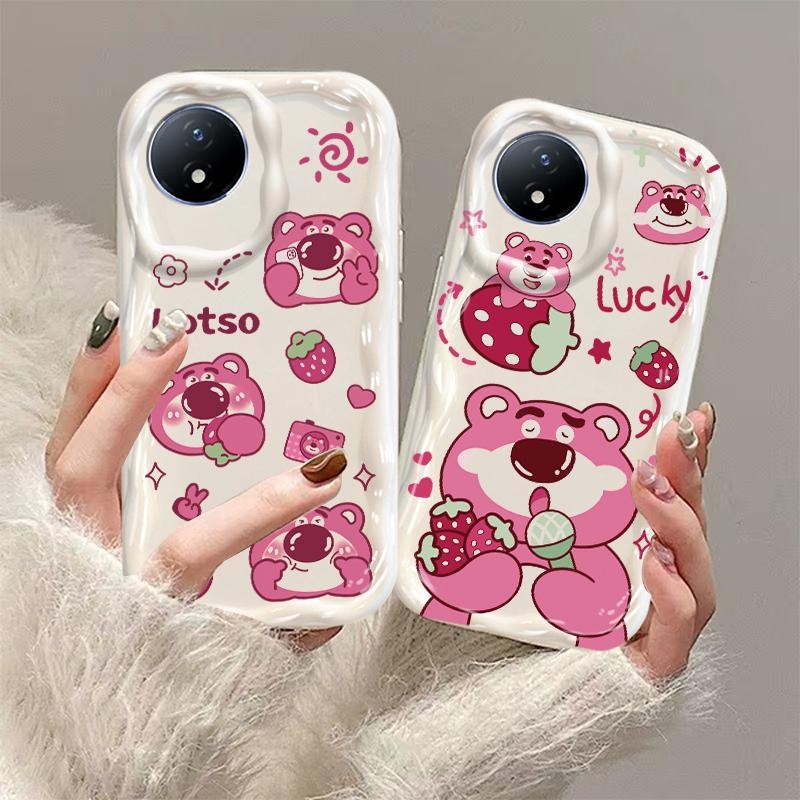 Vỏ Cho Vivo Y02 / Vivo Y02A / Vivo Y02T Kem Hoạt Hình Silicon Thẩm Mỹ 3D TPU Mềm Dễ Thương Gấu Dâu Thẩm Mỹ Vỏ Điện Thoại Chống Sốc