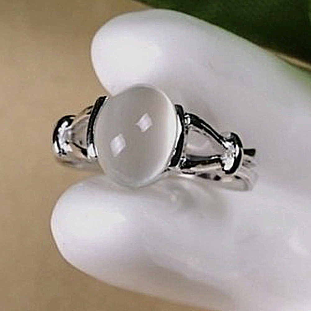 Fairystore| Vintage Moonstone Kẻ Sọc Nhẫn Nữ Trang Sức Cưới Quà Tặng Ngày Lễ Tình Nhân