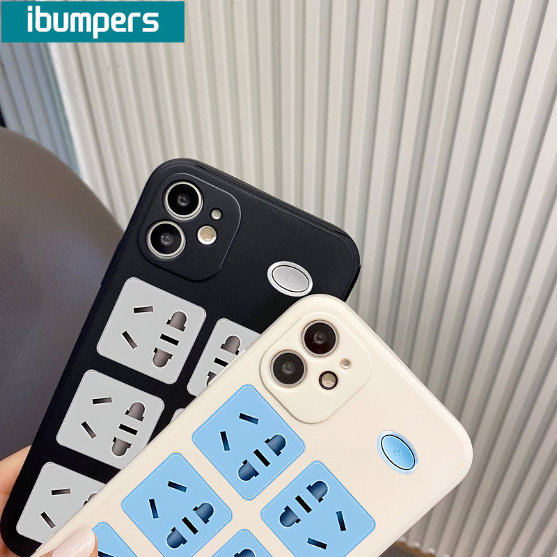 ibumpers Ốp Lưng IPhone Ngộ nghĩnh Độc Đáo Ổ Cắm Điện Họa Tiết Cho IPhone 16 15 14 12 13 11 Pro Max IP 7 8 Plus X XS XR Ốp Điện Thoại Silicon Mềm Chống Sốc