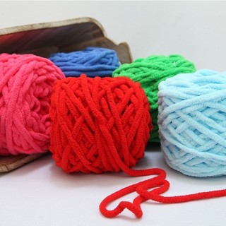 Len nhung đũa mềm mại, đủ màu cuộn 100g cỡ sợi 5mm Dùng Để Móc Gấu Dâu,Thú Bông Hoặc Đan Khăn Quàng Len Sợi To