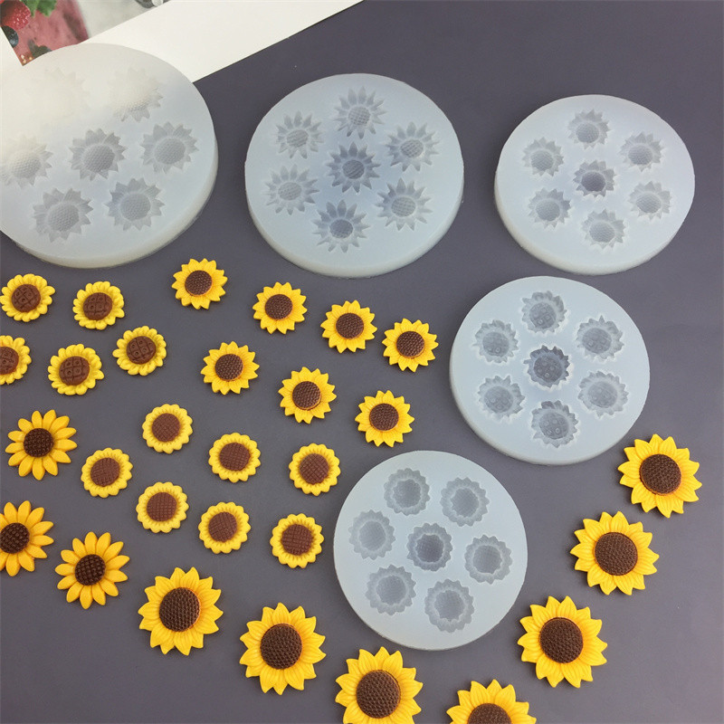 Hoa Hướng Dương Fondant Bánh Khuôn Làm Bánh Silicon Khuôn Socola Handmade DIY Thạch Cao Nến Epoxy Khuôn Nhựa