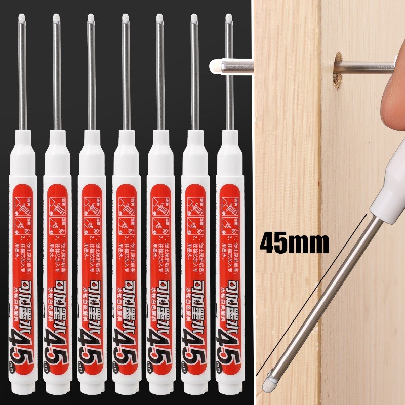 [Nổi bật] Bút đánh dấu mực 45mm - Dụng cụ chế biến gỗ lỗ sâu - Đồ dùng học tập văn phòng - Thường trực, dầu, chống thấm nước, sấy nhanh - Bút vẽ trắng đầu dài