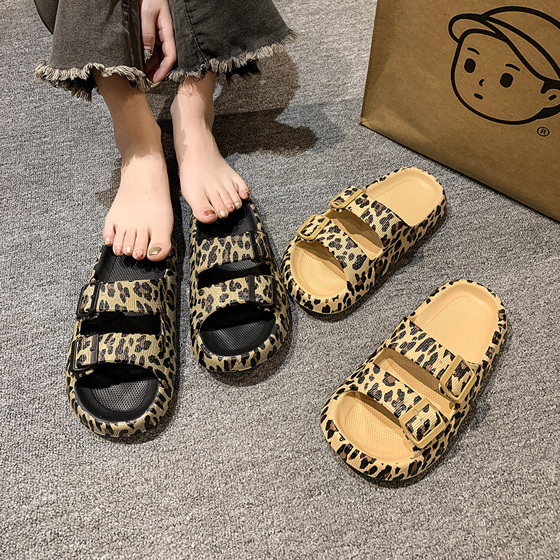 Da Báo In Flip-Flops Đi Biển Dép Nữ Mùa Hè Mặc Ngoài Đi Biển Dép Đế Dày San