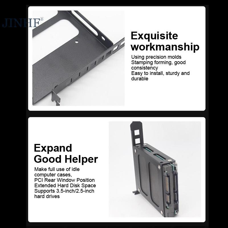 Jinhf Hộp đựng máy tính để bàn SSD HDD Đa năng Ổ cứng Bay Khe cắm thẻ PCI Giá mở rộng Thích hợp cho ổ cứng 2,5 inch / 3,5 inch HOT