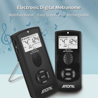 Metronome kỹ thuật số điện tử AROMA với màn hình LCD 2,2 inch Metronome điện tử đa năng với âm lượng Tempo Beat Điều khiển tốc độ Bật / Tắt giọng nói của con người Pin sạc tích hợp cho đàn Guitar