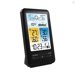 Đồng hồ báo thức trạm thời tiết LCD có Snooze Máy đo độ ẩm nhiệt độ ngoài trời trong nhà kỹ thuật số Máy đo độ ẩm có đèn nền / Ngày / Tuần / Giai đoạn mặt trăng / Mức độ thoải mái / Dấu hiệu báo động