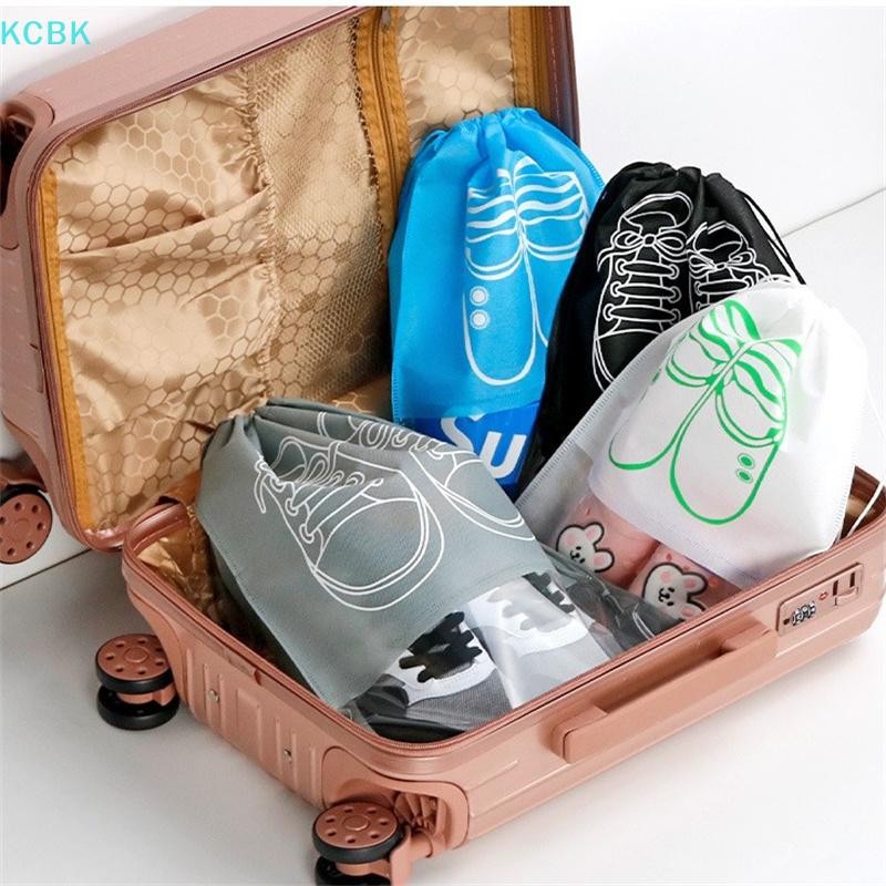 [Kc] Túi đựng giày du lịch di động, Túi đựng giày chống nước cho phòng tập thể dục, du lịch, túi đựng chống bụi tiết kiệm không gian có dây Túi đựng giày không dệt [BK]