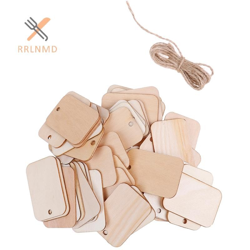 RRLNMD 50 Chiếc Vật Trang Trí Gỗ Ván Thẻ Nhãn Tấm DIY Khắc Thủ Công MỚI