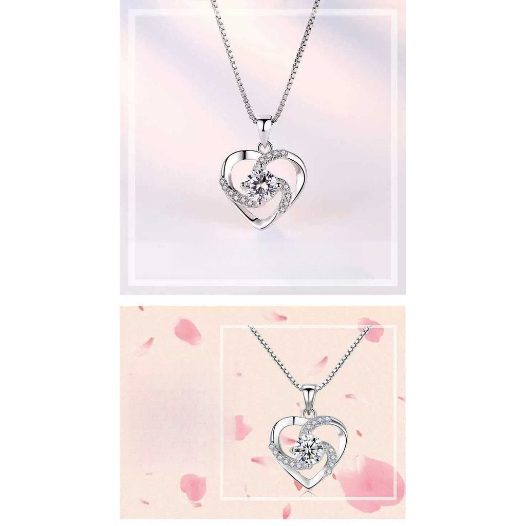 Vòng cổ mặt dây chuyền nữ bằng bạc Sterling 925 Dát Đá Zircon sang trọng nhẹ đơn giản sành điệu mới
