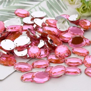 Tự Làm Handmade Chất Liệu Gói Quần Áo Phụ Kiện Phụ Kiện Acrylic Tay May Kim Cương Hình Bầu Dục Phẳng Cắt 13 * 18mm10 Miếng