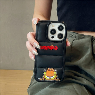 Áo khoác bông cotton, vỏ điện thoại hình mèo Lazy Coffee cho iPhone 16 15 14 12 11 13 Pro Max