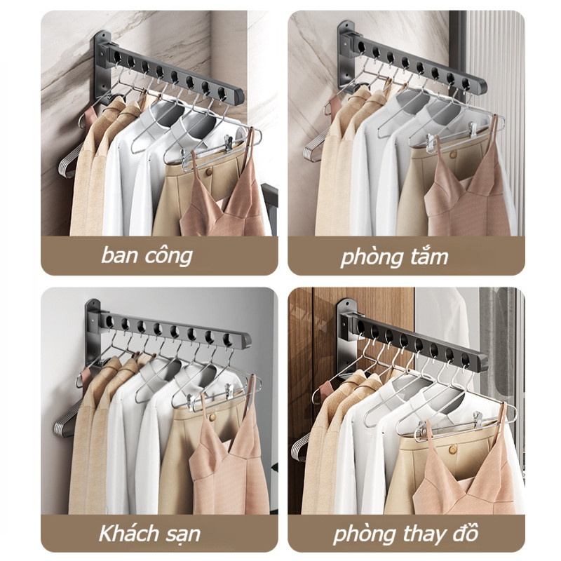 Giá phơi quần áo treo tường,Giàn Phơi,Thanh Treo Quần Áo Gấp Gọn Thông Minh,Hợp Kim Nhôm Giàn Phơi