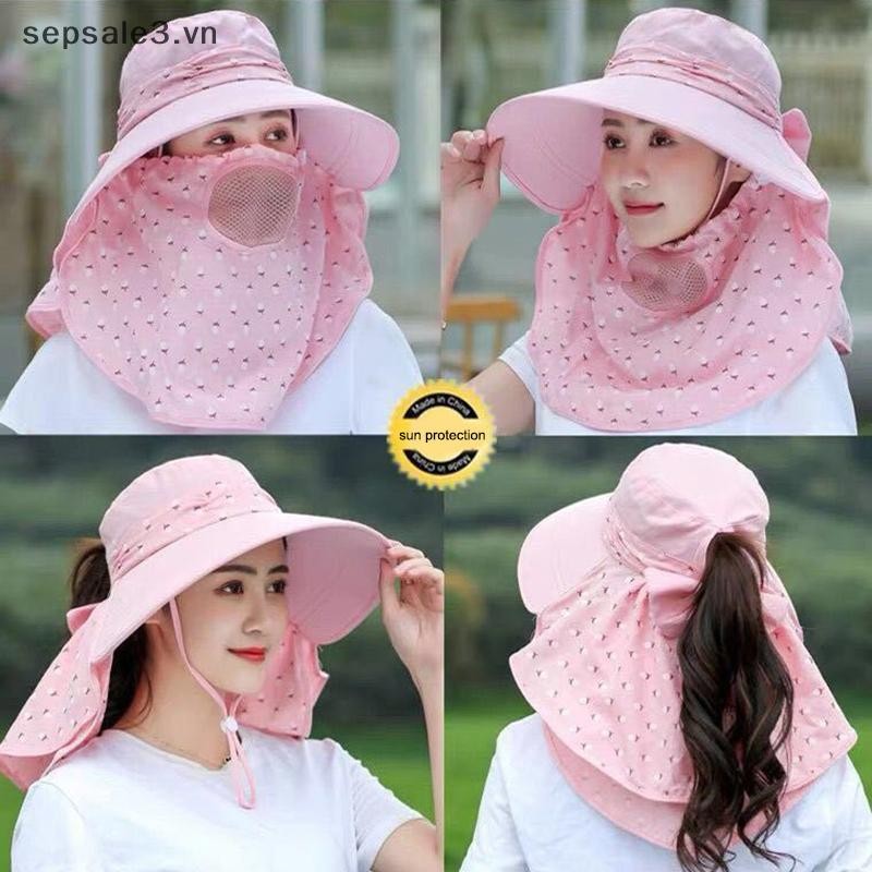 # Sepsale # Mũ chống nắng nữ mùa hè che mặt Mũ chống nắng thoáng khí Mũ mùa hè phù hợp với vành lớn Chống tia cực tím đi xe đạp Sunhat.
