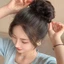 AWNGD Đuôi ngựa gợn sóng, Kẹp móng vuốt phong cách xoăn hoa Bud Bun trong bộ tóc, Tóc giả lông tơ tổng hợp tự nhiên
