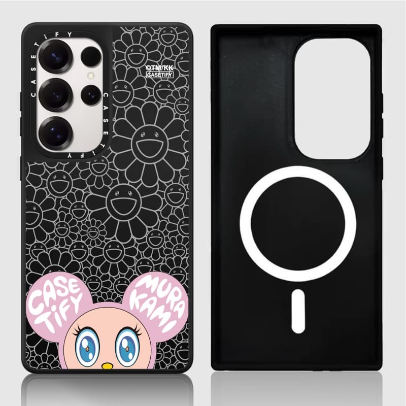 Takashi MURAKAMI x CASETiFY: MR. Ốp lưng cứng DOB Matte Black & Sliver Mirror hút từ tính Samsung Galaxy S23 S24 S25 Ultra Plus có hộp khắc logo