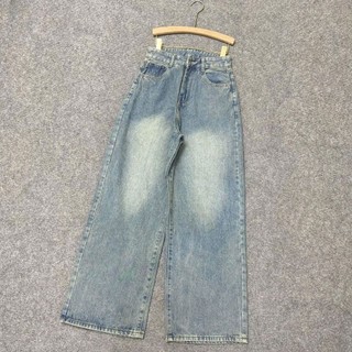 Quần jean Bigsize nữ basic dáng xuông lưng cao màu xanh dơ thời trang tôn dáng vintage - Q547