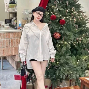 Áo Sơ Mi Nơ Đá Ngực KCloset Sơ Mi Nữ Chất Cotton Mềm Mịn Nữ Tính NA677