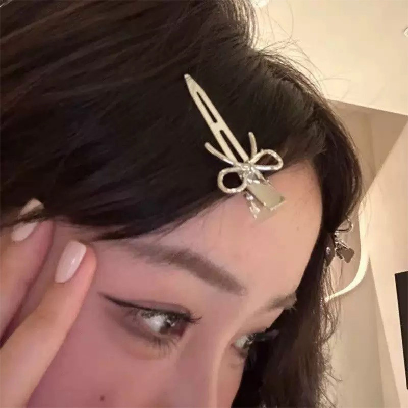 5 Kẹp Tóc Nơ Kim Loại - Traceless, Cool - Y2K Trend Phụ Kiện Tóc - Mỏ Vịt Barrettes - Kẹp Tóc Trang Điểm Bé Gái - Kẹp Tóc Side Bangs - Dụng Cụ Tạo Kiểu Tóc