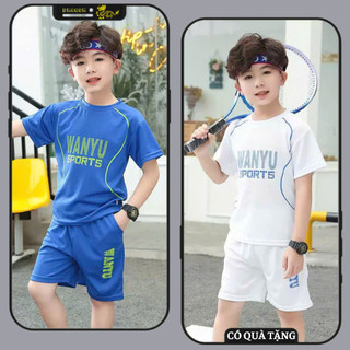 Set bộ quần áo thể thao bé trai 18-45kg mẫu WANYU.Bộ đồ thể thao bé trai.Bộ cộc tay bé trai. HA17