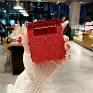 Kim Cương Giả Lấp Lánh Bling Pu Da Viền Ốp lưng Samsung Galaxy Z Flip 6 5 4 3 5G Bản Lề Mạ Mặt Sau Nhựa